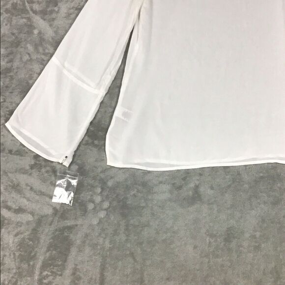 Treasure & Bond Women Size Small Top Pullover Sheer Ivory Bell Sleeves Slit Side - Picture 15 of 16